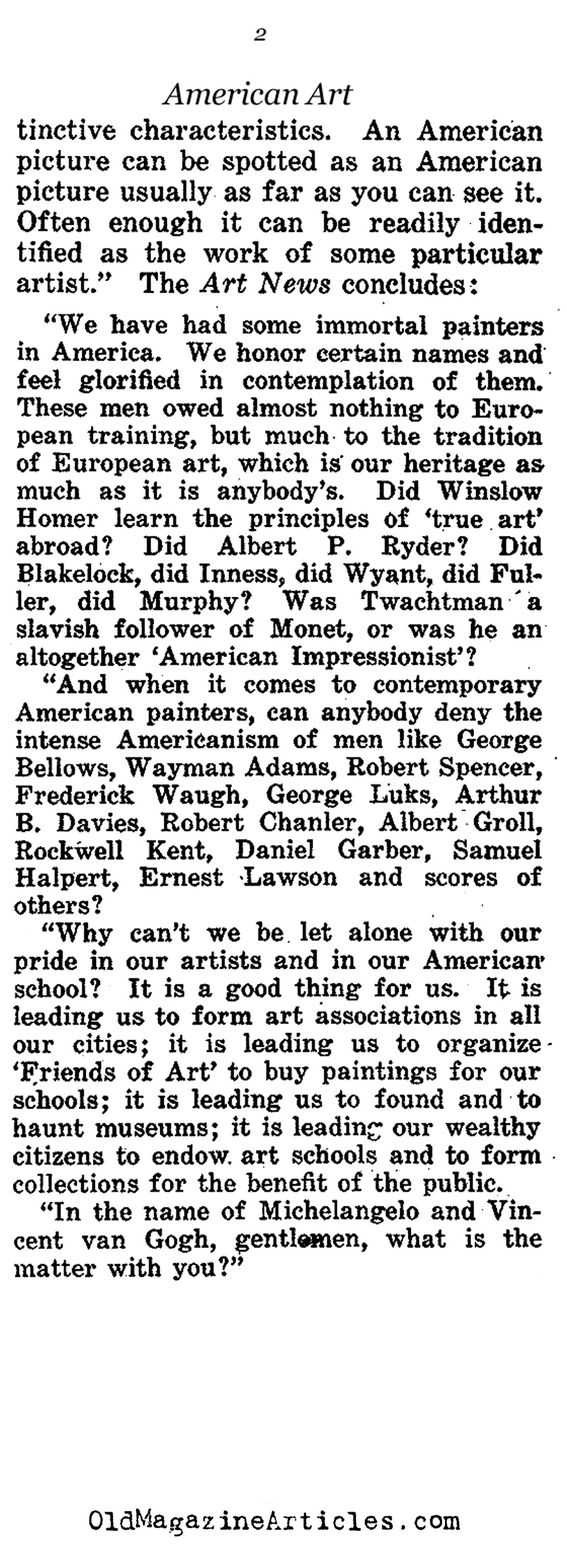 Is There an American Art? (Current Opinion, 1922)